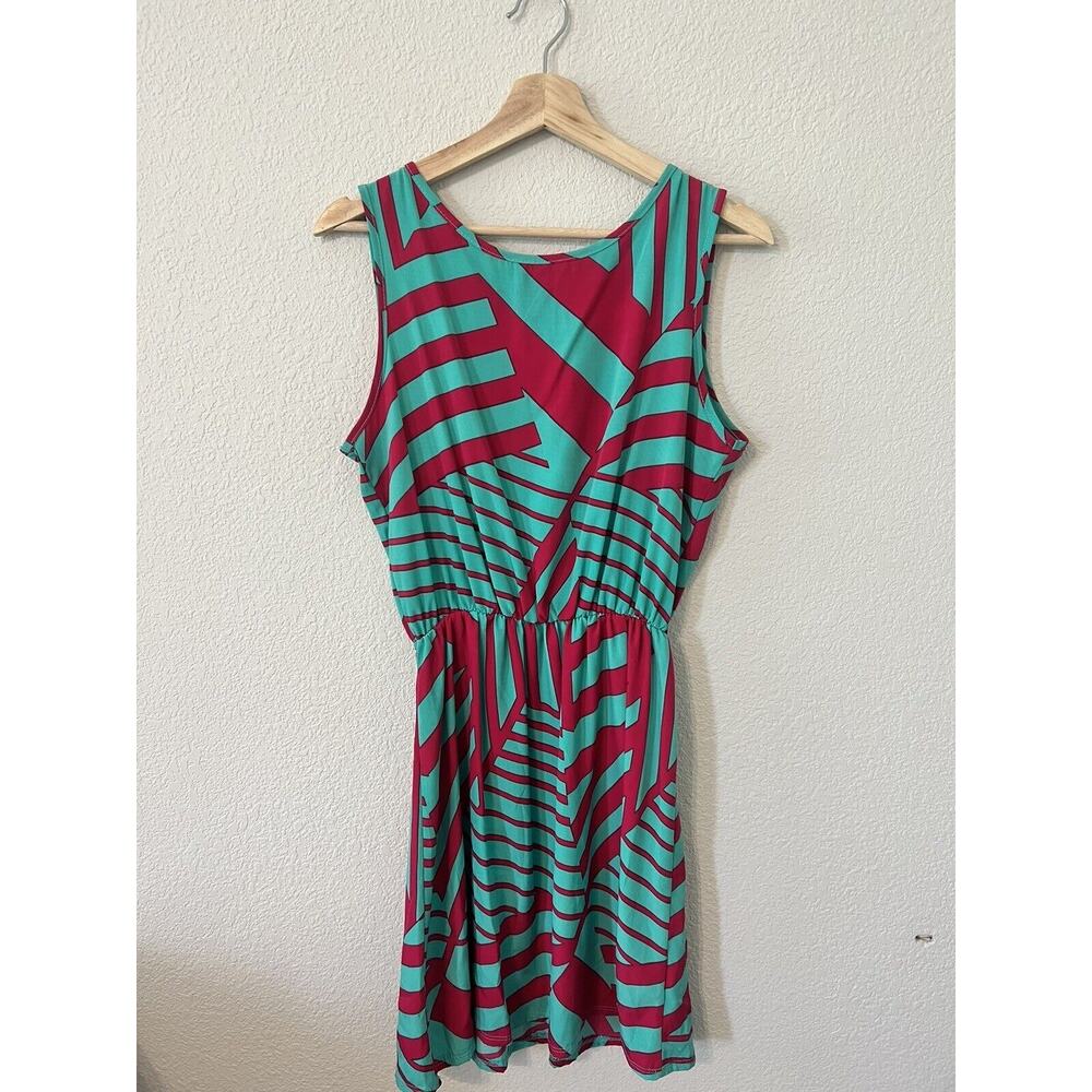 Cefian Sleeveless Dress Red And Green Size Large